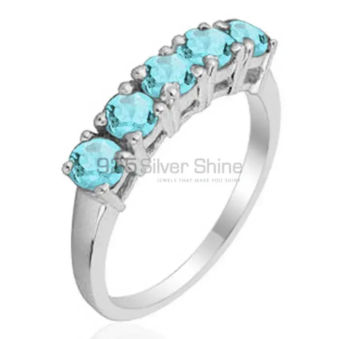 Solid 925 Silver Rings In Semi Precious Blue Topaz Gemstone 925SR1826_1