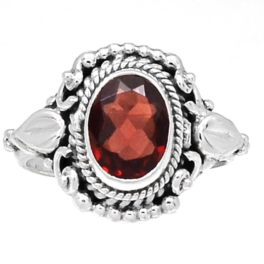Solid 925 Silver Rings In Semi Precious Garnet Gemstone 925SR997_0