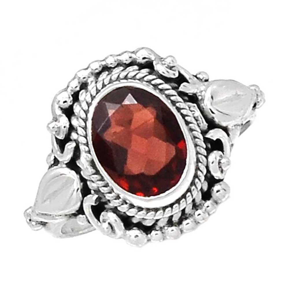 Solid 925 Silver Rings In Semi Precious Garnet Gemstone 925SR997_1