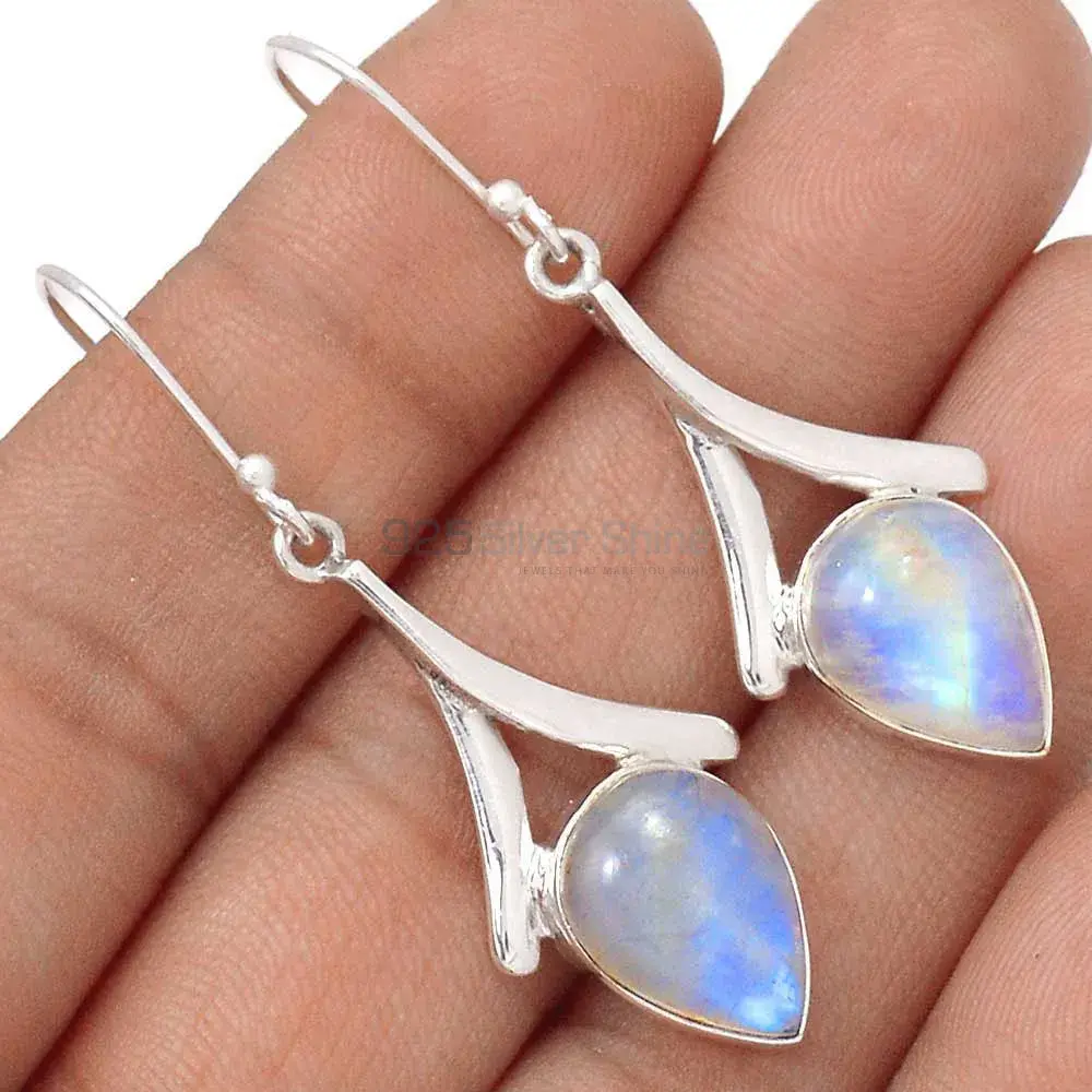 Solid 925 Sterling Silver Earrings |Rainbow Moonstone Jewelry|_0