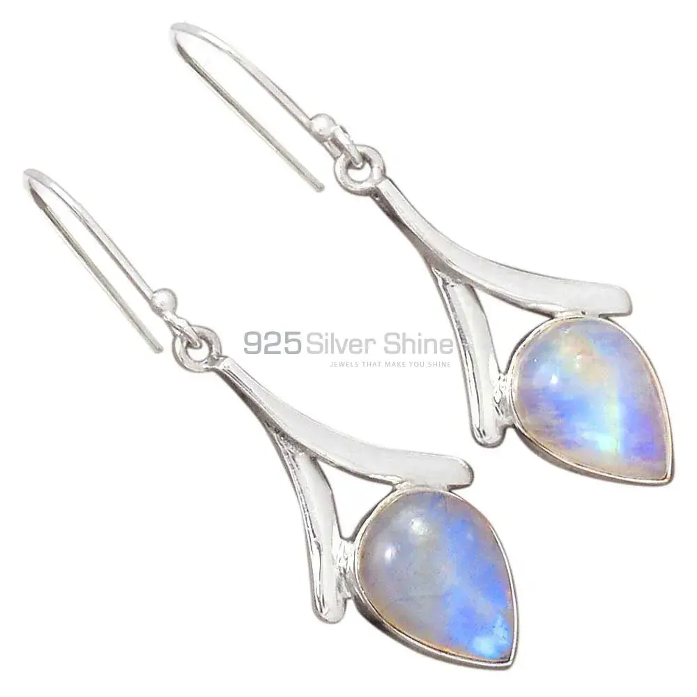 Solid 925 Sterling Silver Earrings |Rainbow Moonstone Jewelry|_1