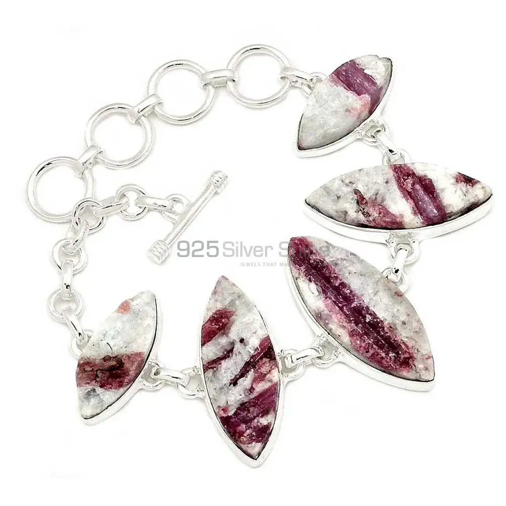 Solid Sterling Silver Bracelets In cinnabar in Quartz Gemstone Jewelry 925SB291-3_0