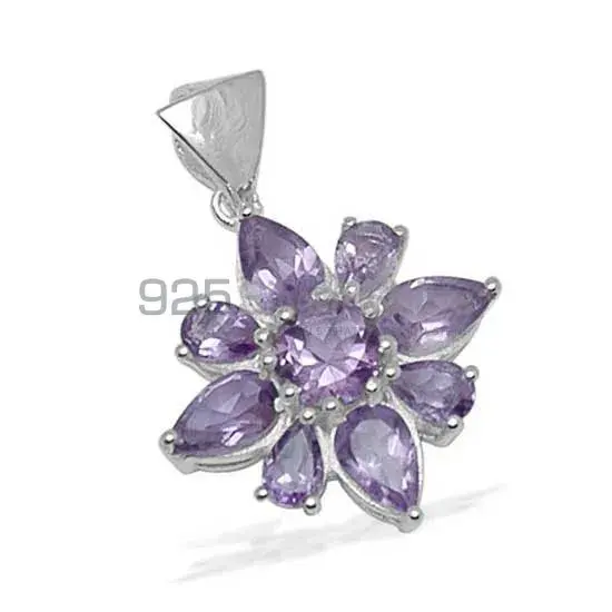 Solid Sterling Silver Pendants In Amethyst Gemstone Jewelry 925SP1417_1