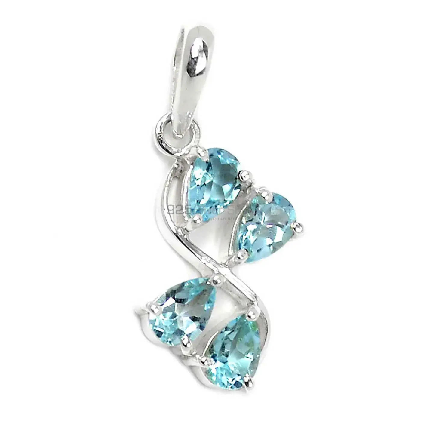 Solid Sterling Silver Pendants In Blue Topaz Gemstone Jewelry 925SSP339-2_1