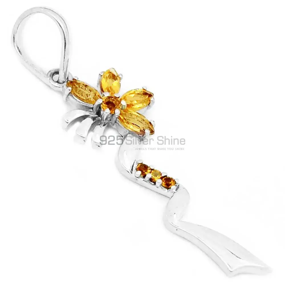 Solid Sterling Silver Pendants In Citrine Gemstone Jewelry 925SP212-6_1