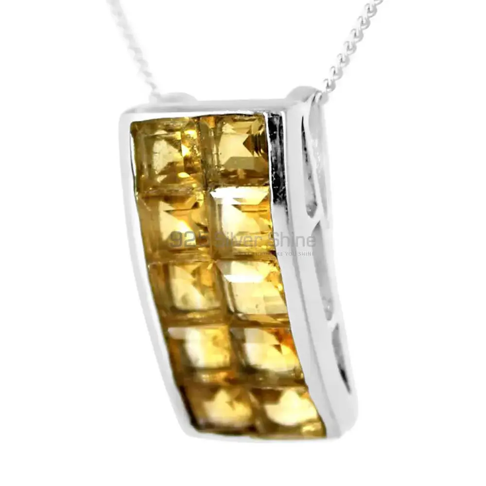 Solid Sterling Silver Pendants In Citrine Gemstone Jewelry 925SP245-6_0