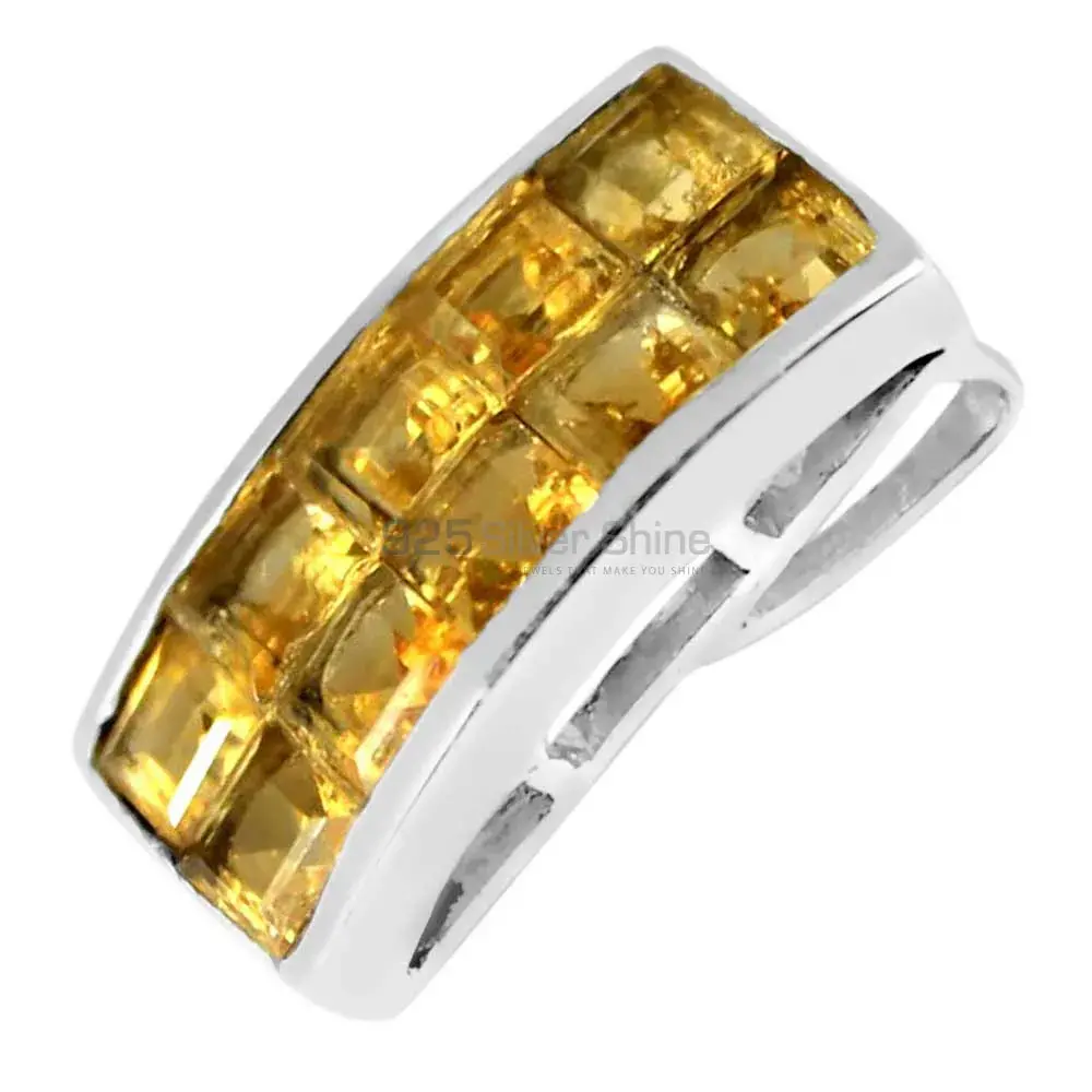 Solid Sterling Silver Pendants In Citrine Gemstone Jewelry 925SP245-6_1