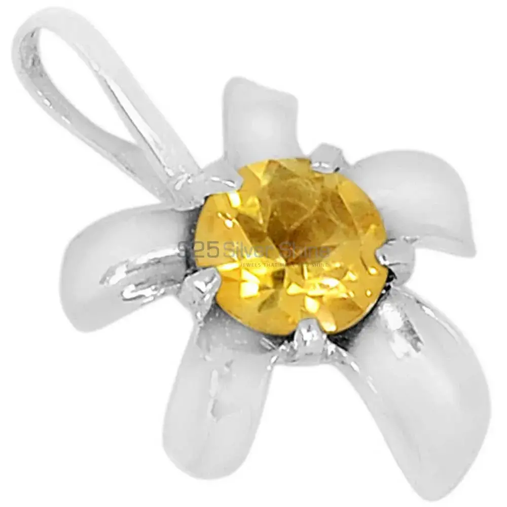 Solid Sterling Silver Pendants In Citrine Gemstone Jewelry 925SSP312-3_0