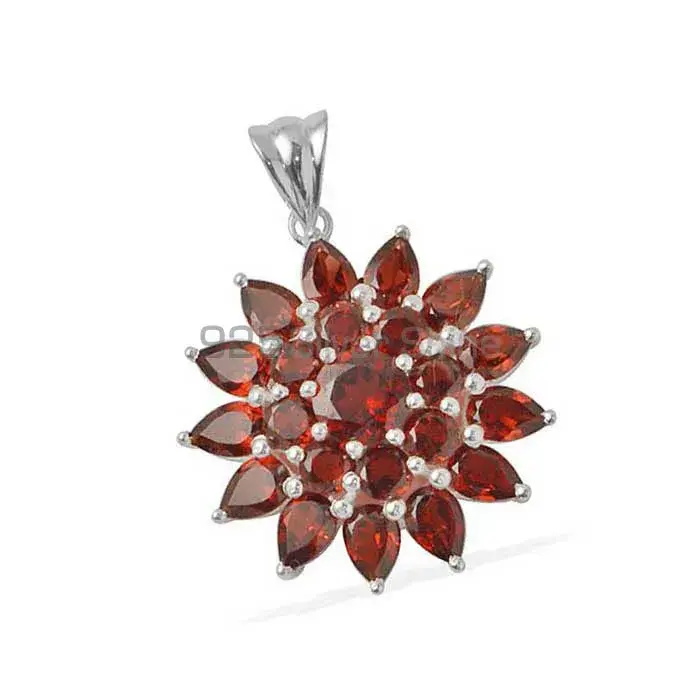 Solid Sterling Silver Pendants In Garnet Gemstone Jewelry 925SP1667_1
