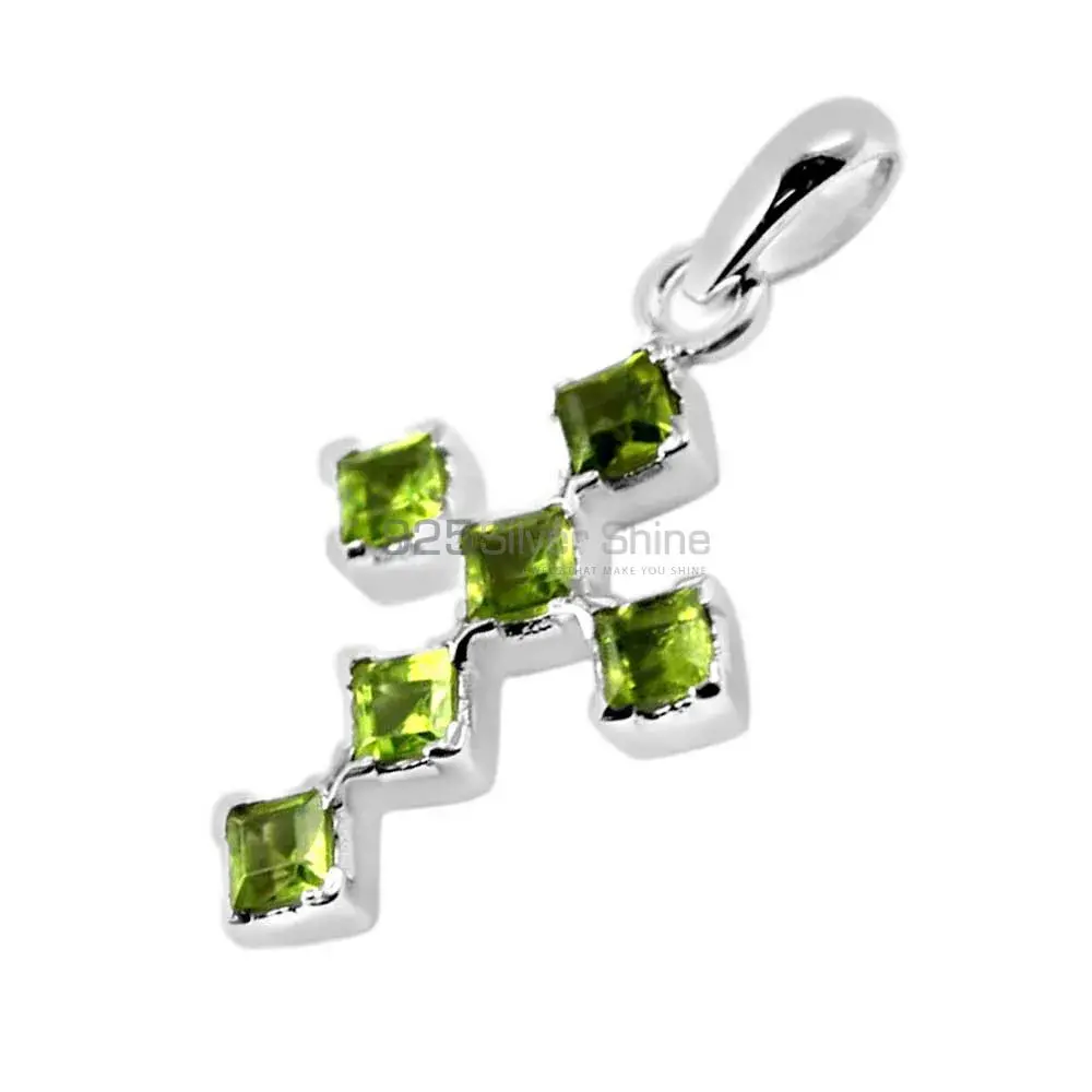 Solid Sterling Silver Pendants In Peridot Gemstone Jewelry 925SP228-6_1
