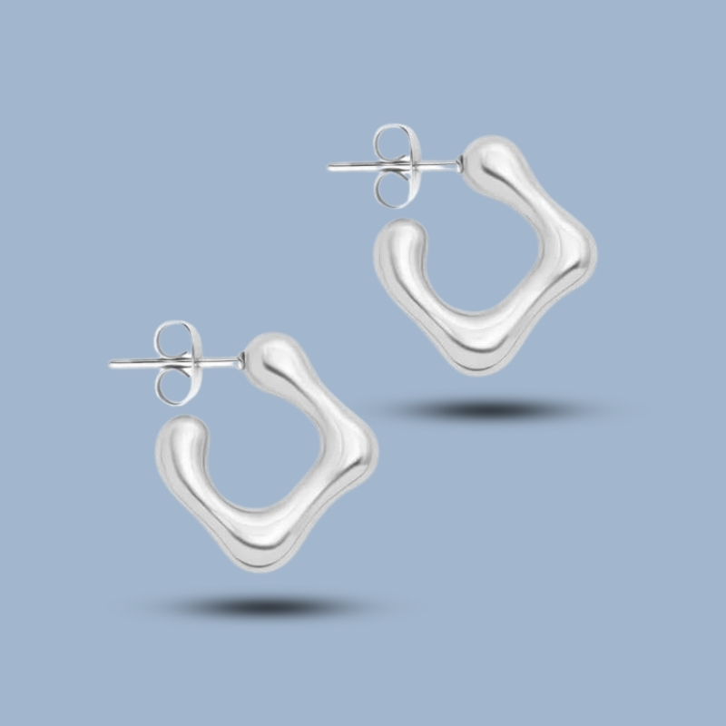 Square Open 925 Sterling Silver Classic Hoops Earring 925She333_0