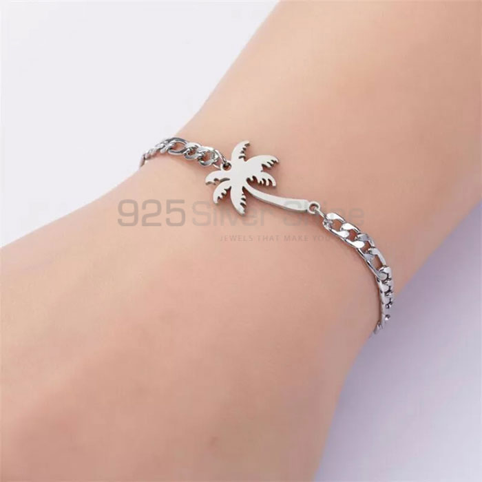 Sterling Silver Palm Tree Handmade Bracelet For Women's TOLMB591_0