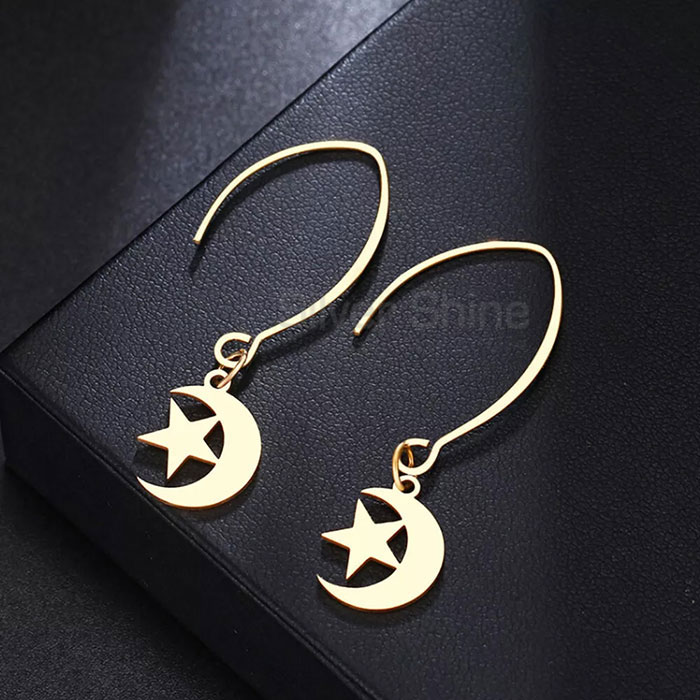 Stunning Dangle Star And Moon Sterling Silver Earring MOME384_1