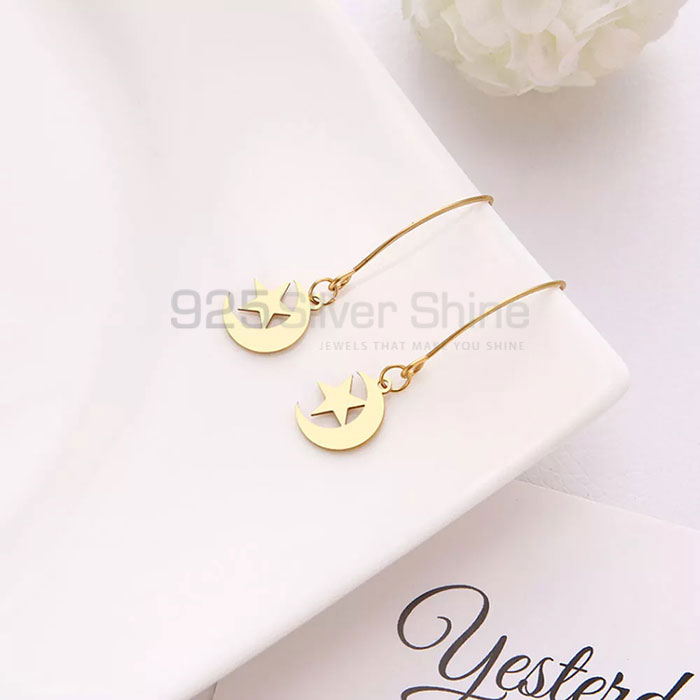 Stunning Dangle Star And Moon Sterling Silver Earring MOME384_2