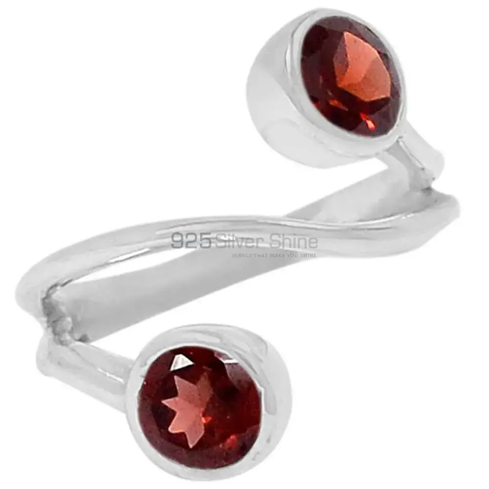 Tow Stone Sterling Silver Garnet Spiral Rings 925SR090-2_0