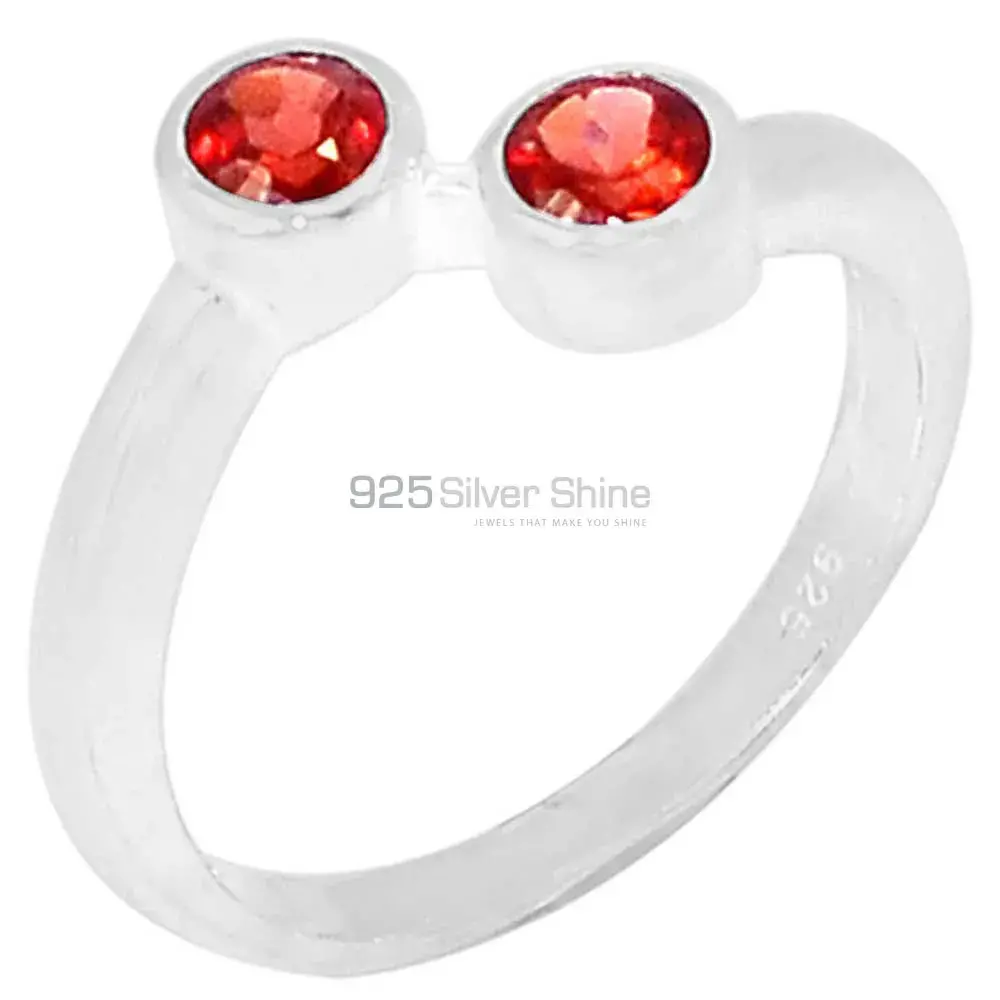 Sterling Silver Garnet Tow Stone Rings 925SR094-5_0