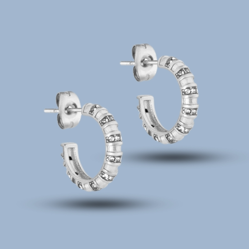 Stunning Joelle Hoop 925 Sterling Silver Irregular Hoop Earring 925She233_0