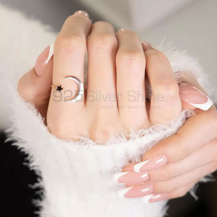 Stunning Moon And Star Adjustable Ring In Sterling Silver MOMP400_0