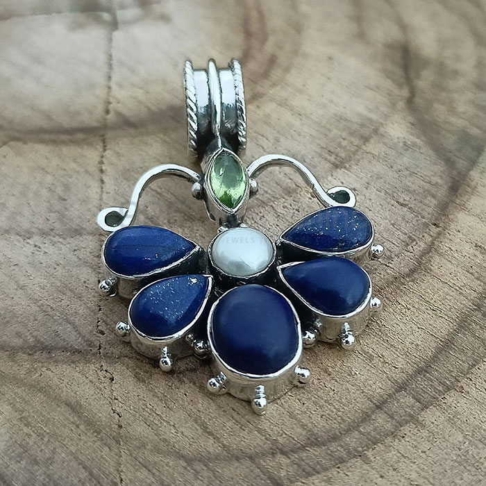 Stunning Multi Stone Pendant In Sterling Silver Jewelry 925NSP21_1