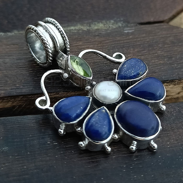 Stunning Multi Stone Pendant In Sterling Silver Jewelry 925NSP21_3