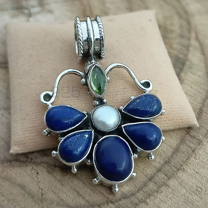 Stunning Multi Stone Pendant In Sterling Silver Jewelry 925NSP21