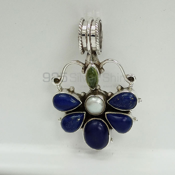 Stunning Multi Stone Pendant In Sterling Silver Jewelry 925NSP21_4