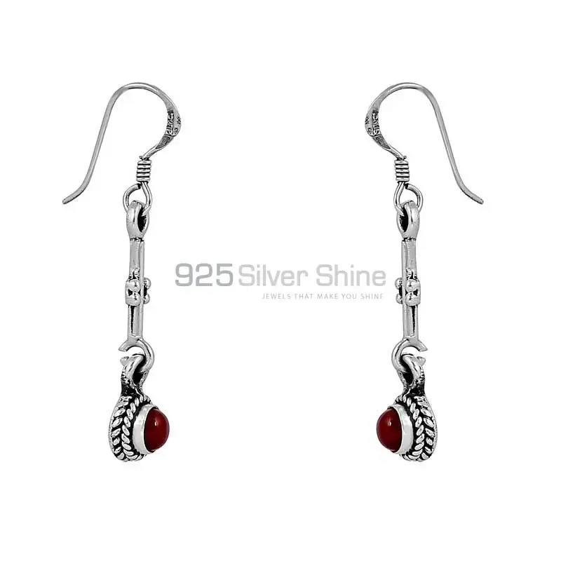 Stunning Natural Red Onyx Gemstone Earring In 925 Solid Silver Jewelry 925SE63_1