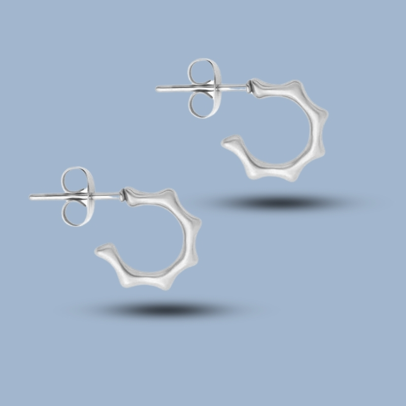 Stunning Scalloped 925 Sterling Silver Celestial Gold Chunky Hoops 925She254_0