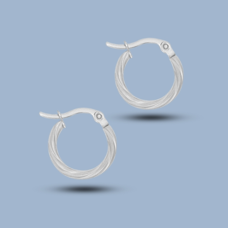 Texture 925 Sterling Silver French Lock Hoop Earrings 925She308_0