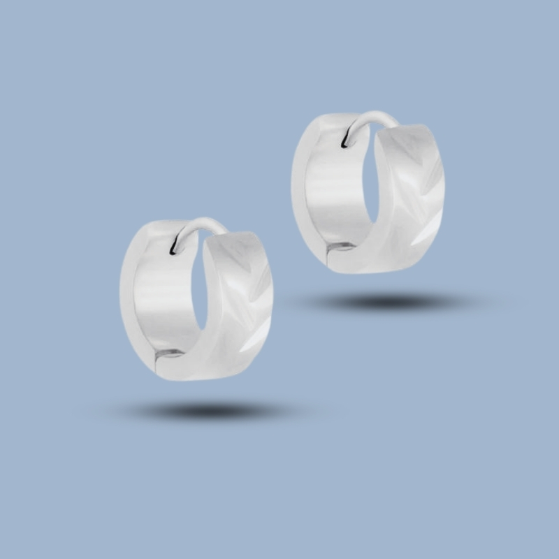 Texture 925 Sterling Silver Ruthenium Hoop Earring 925She202_0