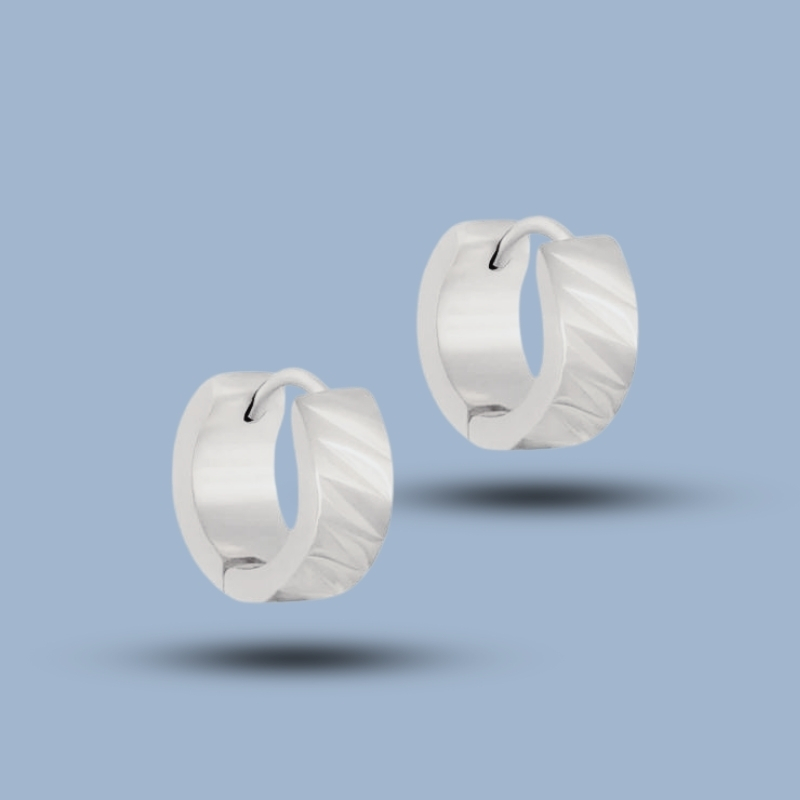 Texture 925 Sterling Silver Titanium Hinge Hoop Earring 925She264_0