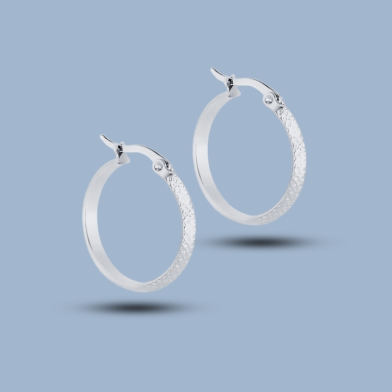 Textured 925 Sterling Silver Tiny Hoop Earrings Jewelry 925She137_0