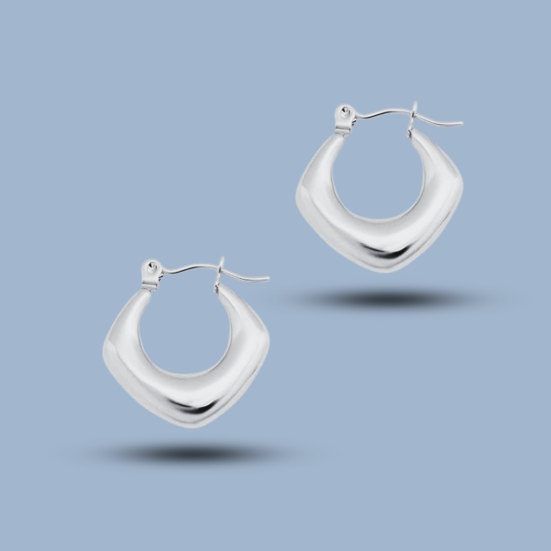 Thick Layer Triangle 925 Sterling Silver Thick Hoop Earrings 925She288_0