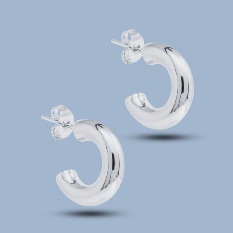 Thick Open 925 Sterling Silver Tiny Hoop Earrings For Women'S 925She128_0