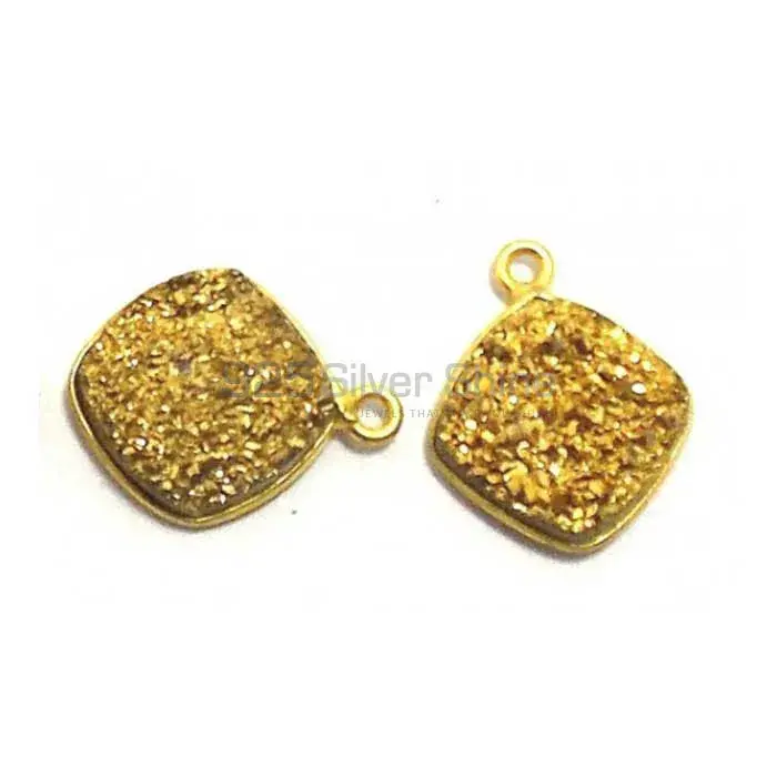 Titanium Druzy Square Gemstone Single Bail Bezel Sterling Silver Gold Vermeil Gemstone Connector 925GC210_0
