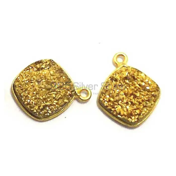 Titanium Druzy Square Gemstone Single Bail Bezel Sterling Silver Gold Vermeil Gemstone Connector 925GC210_1