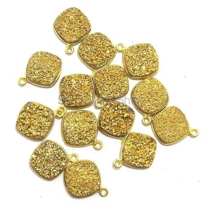 Titanium Druzy Square Gemstone Single Bail Bezel Sterling Silver Gold Vermeil Gemstone Connector 925GC210_2