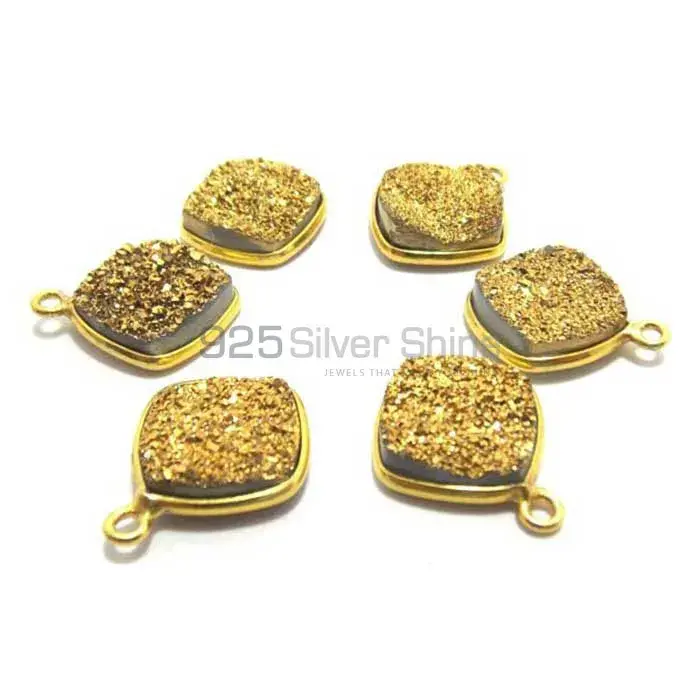 Titanium Druzy Square Gemstone Single Bail Bezel Sterling Silver Gold Vermeil Gemstone Connector 925GC210_3