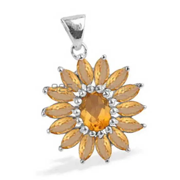 925 Fine Silver Pendants In Citrine Gemstone Jewelry 925SP1635_0