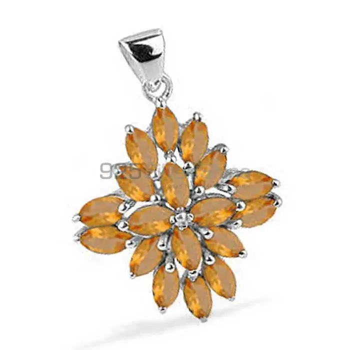 925 Fine Silver Pendants In Citrine Gemstone Jewelry 925SP1685_0