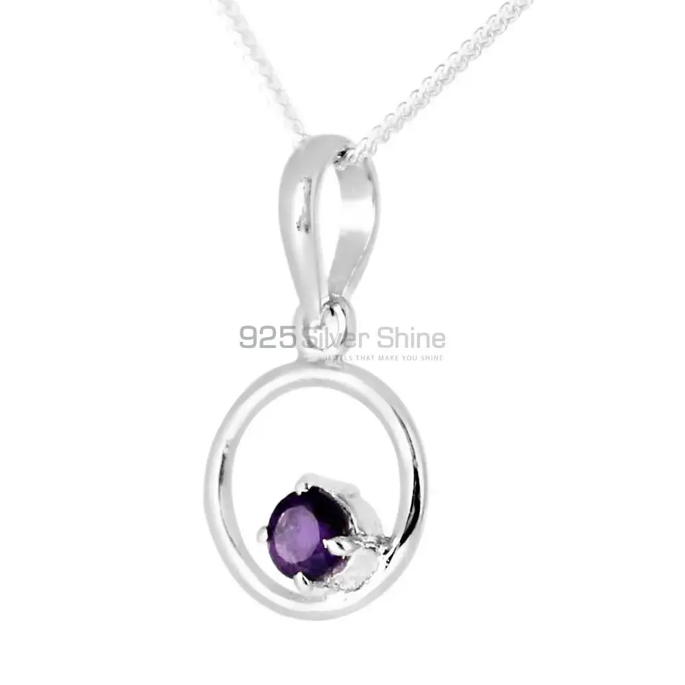 925 Solid Silver Pendants In Amethyst Gemstone Jewelry 925SP247-4_0