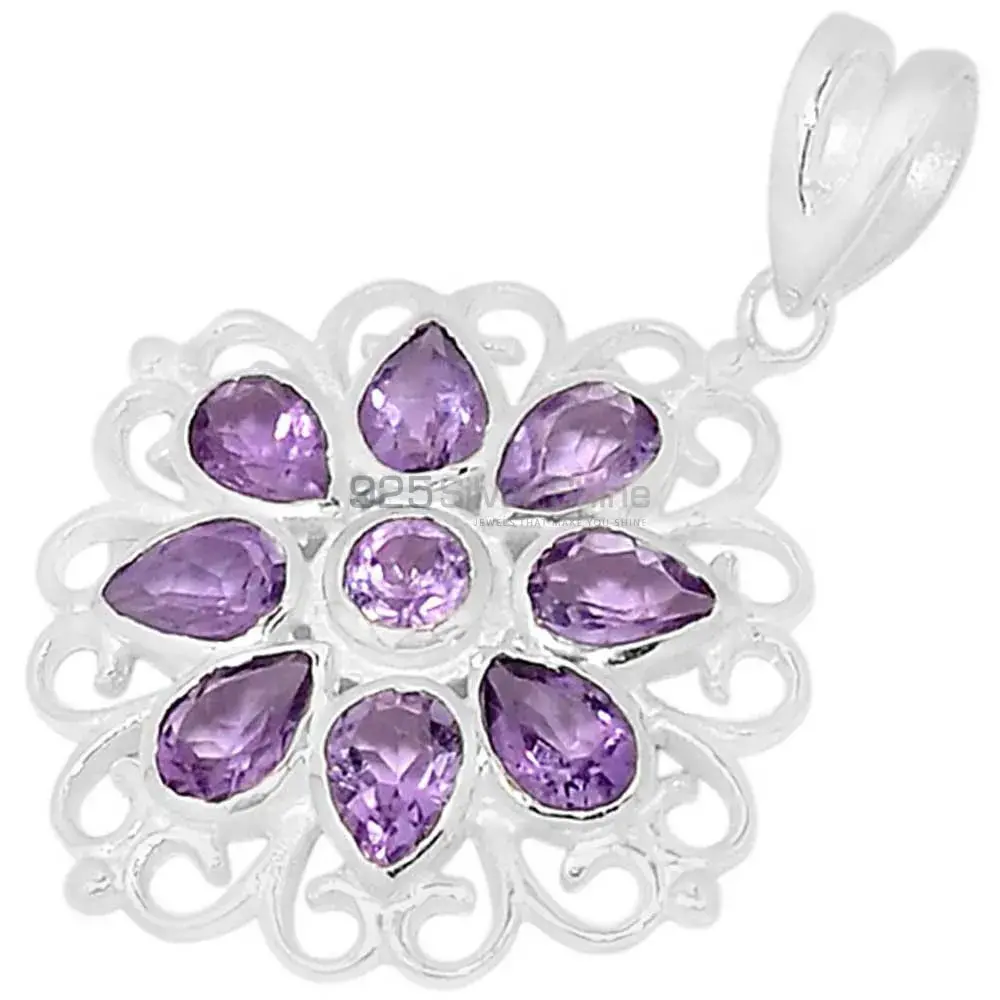 925 Solid Silver Pendants In Amethyst Gemstone Jewelry 925SSP315-1_1