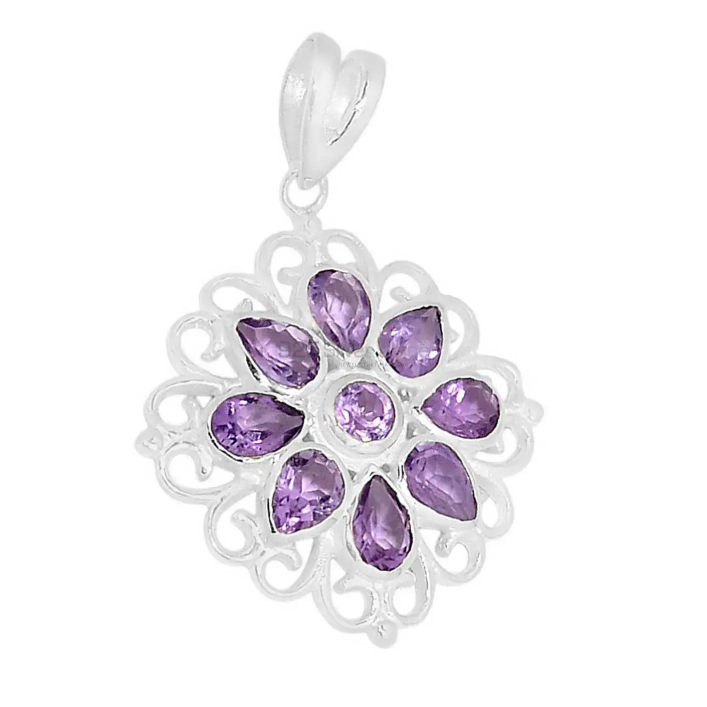 925 Solid Silver Pendants In Amethyst Gemstone Jewelry 925SSP315-1_2