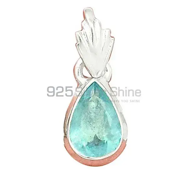 925 Solid Silver Pendants In Blue Topaz Gemstone Jewelry 925SP156_1