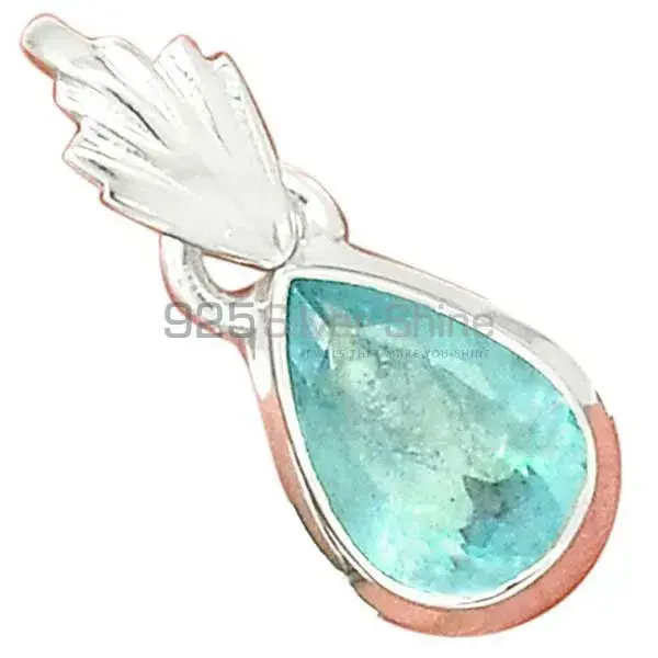 925 Solid Silver Pendants In Blue Topaz Gemstone Jewelry 925SP156_3