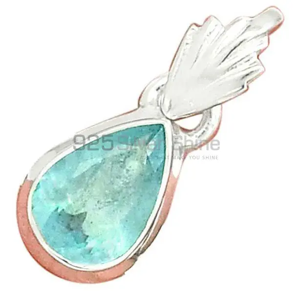 925 Solid Silver Pendants In Blue Topaz Gemstone Jewelry 925SP156_4