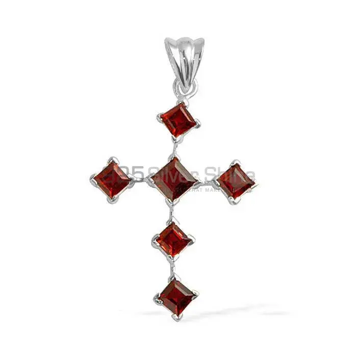 925 Solid Silver Pendants In Garnet Gemstone Jewelry 925SP1679_0