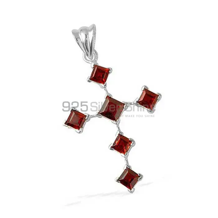 925 Solid Silver Pendants In Garnet Gemstone Jewelry 925SP1679_1
