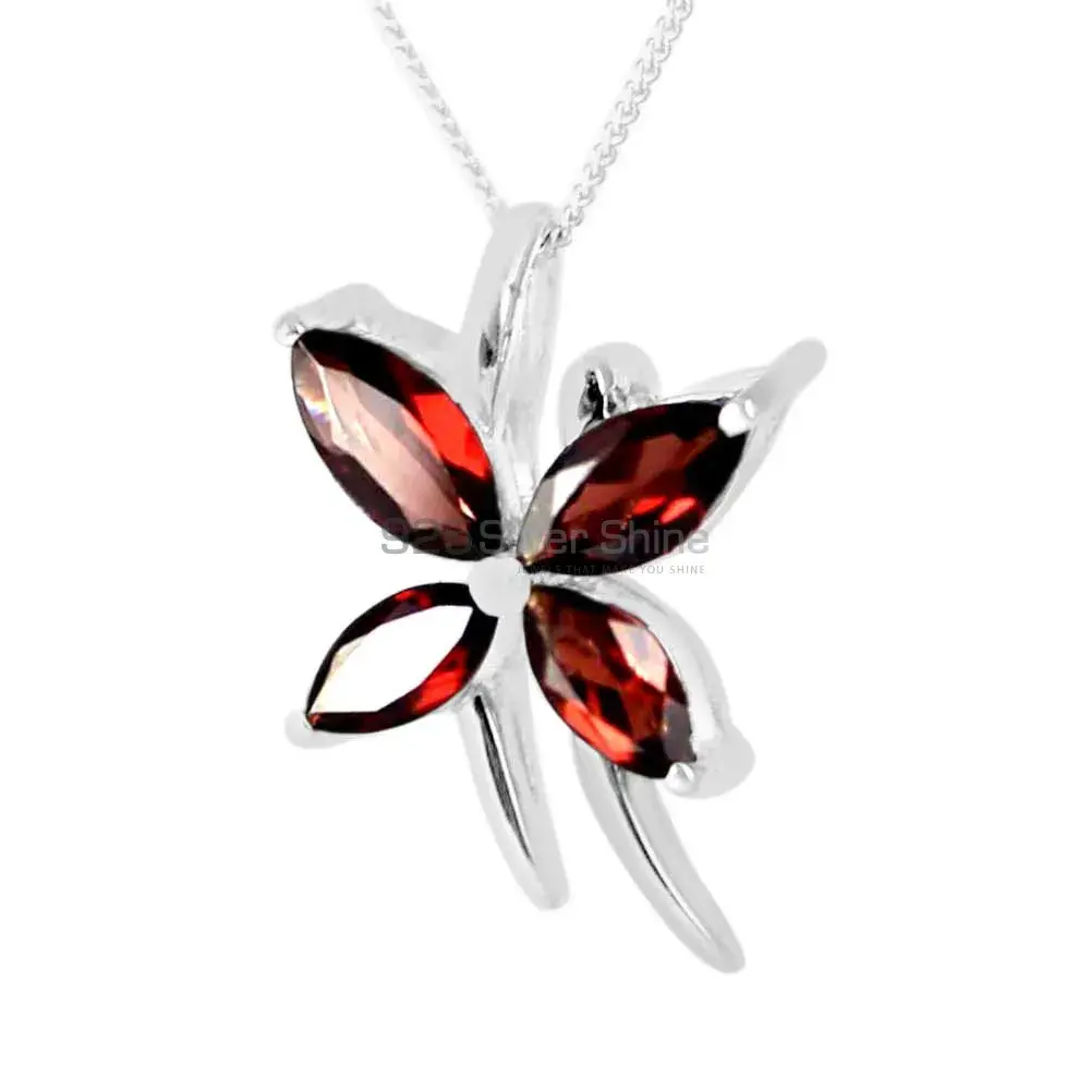 925 Solid Silver Pendants In Garnet Gemstone Jewelry 925SP223-1_0