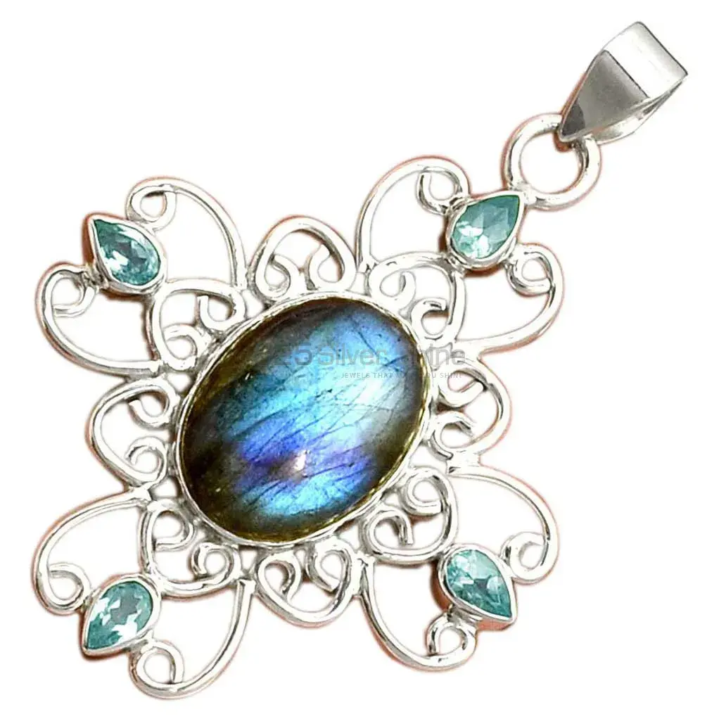 925 Solid Silver Pendants In Multi Gemstone Jewelry 925SP097-4_3